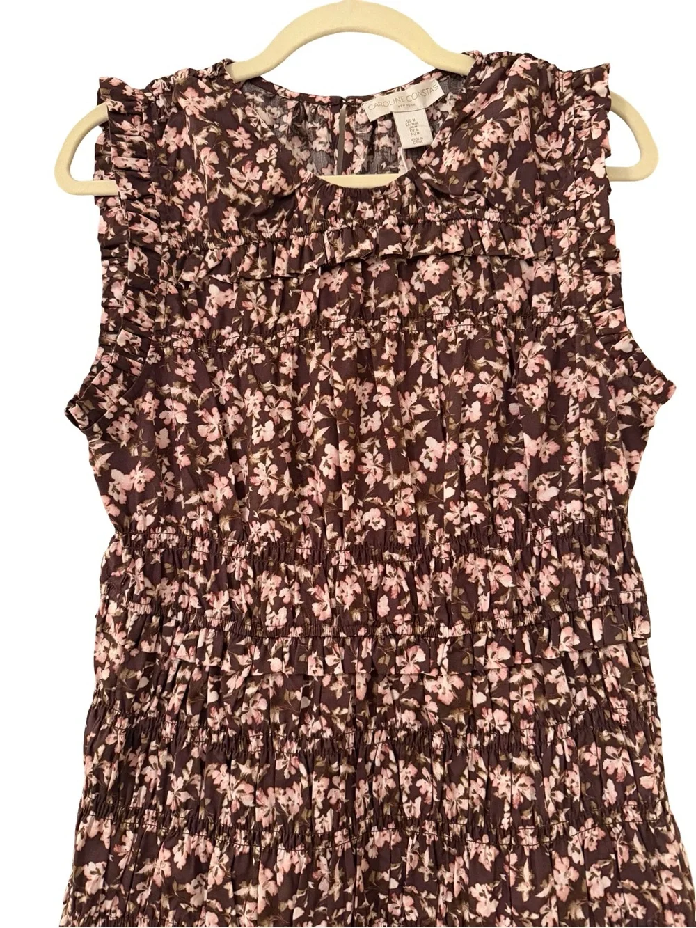 Caroline Constas Floral Ruffle Smocked Maxi Dress NWT - Picture 3 of 9